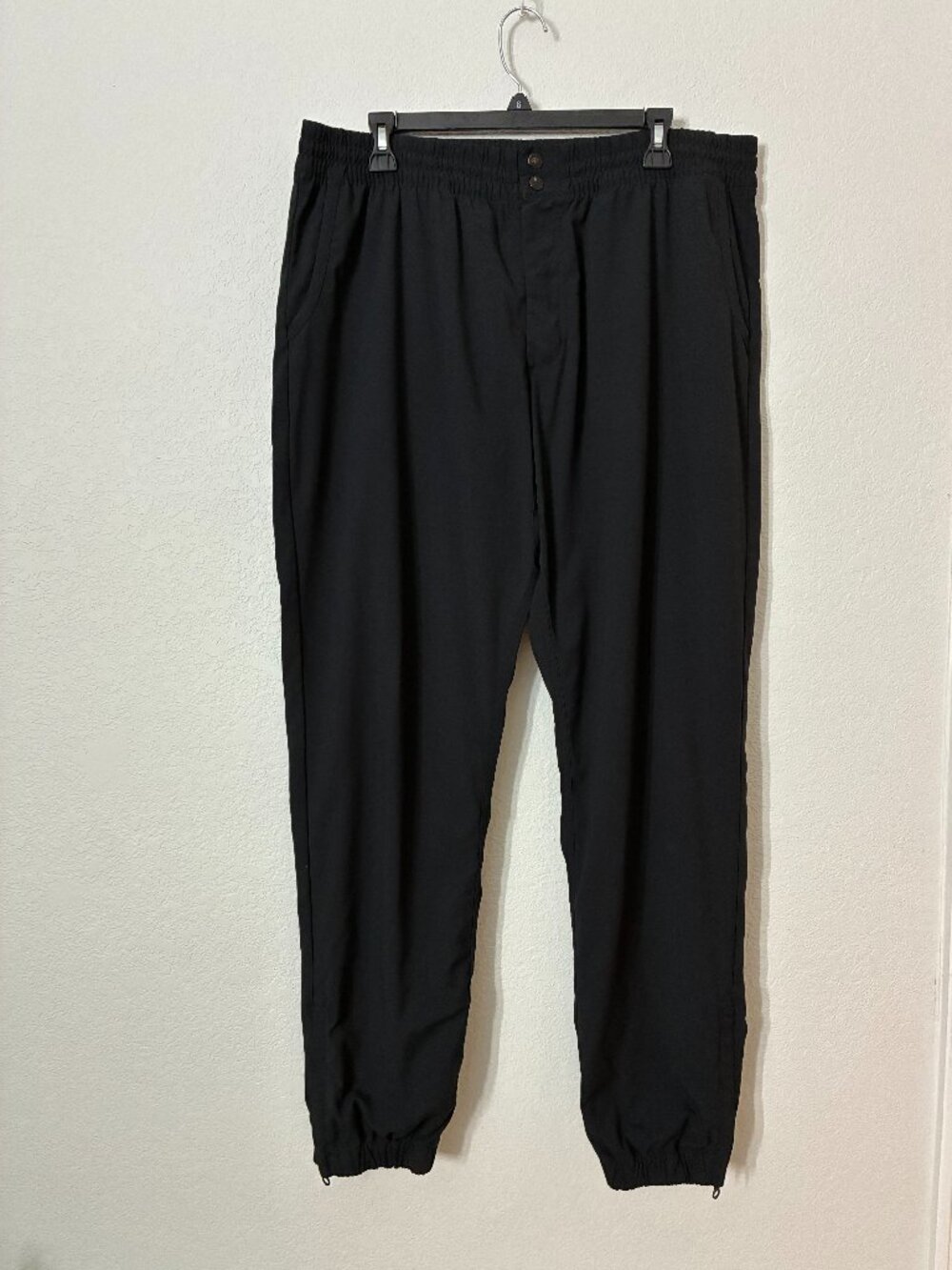 Vintage Nike Black Woven Track Pants XXL Zip Ankle Elastic Waist Y2K